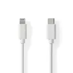 Nedis Lightning kaabel- USB 2.0 | Apple Lightning 8-Pin | USB-C&trade; pistik | 480 Mbps | nikkeldatud | 1,00 m | &Uuml;mar | PVC | Valge | Silt