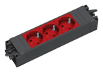 Pistikupesa riba Bachmann STEP BASE 3‑pistikuga, 250 V 16 A, plastkorpus, IP20, punane, 52&times;230&times;44 mm