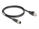 V&otilde;rgukaabel DeLOCK M12 kaabel A-kodeeritud 8-kontaktiline isane RJ45-isasele Cat5e 1 m must