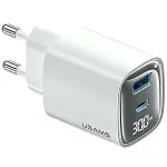 USB ja USB-C 30W GaN kiirlaadija usams CC229 valge &mdash; LED-indikaator, kompaktne disain