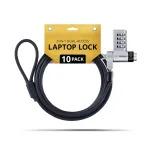 StarTech.com UDUOKA10-LAPTOP-LOCK 10-Pack 3-in-1 Laptop Lock - Keyed Alike/Kombinatsioon Turvakaabellukk - Vargusvastane - Must & H&otilde;be - 2 m - TAA n&otilde;uetele vastav