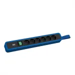 Bachmann PRIMO 2 Toiteplokk 6x Type E Pesad L&uuml;liti ja Silmusega 2,0m CEE7/7 Pistik RAL5010 Gentiansinine