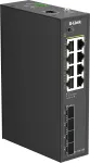 D-Link DIS-210G-12UP Industrial Smart Managed Switch, 12-Port Gigabit, 8 PoE+, 240W, DIN-Rail/Wall Mount
