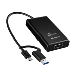 j5create JVA11-N 4K HDMI&trade; j&auml;&auml;dvustusadapter, must, USB 3.2 Gen 1 (3.1 Gen 1), 3840 x 2160 pikslit, alumiinium, 0,19 m, Taiwan