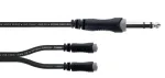 Cordial 14886 Audio Y-adapter kaabel 6,3 mm stereo jack pistik 2x 3,5 mm stereo jack pesale 0,3 m must PVC kaksikkaabel