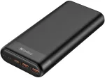 Sandbergi akupank 20000 PD65W+2xQC3.0, 20000 mAh, liitium-ioon (Li-Ion), Quick Charge 3.0, 65 W, must