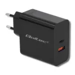 Qoltec 51716 seinalaadija 63 W, USB-C PD + USB QC 3.0, 5-20 V 1,5-3 A, must