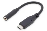 DIGITUS USB Type-C heliadapterkaabel, Type-C - 3,5 mm M/F, 20 cm Heli sisend/v&auml;ljund, versioon 3.1, CE, must