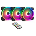 INTER-TECH Argus RGB-Fan Set RS-14 140 mm RGB korpuse ventilaatorid, 3 tk, koos kontrolleriga, mustad