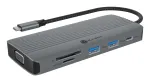 Dokkimisjaam ICY BOX IB-DK4040a-CPD &mdash; 10-&uuml;hes USB-C, HDMI 4K60Hz, VGA, 3&times;USB-A, Gigabit LAN, PD 100W, SD/MicroSD, alumiinium
