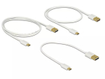 Delock USB 2.0 Type-A - Micro-B andme- ja laadimiskaabel, 3-osaline komplekt, valge