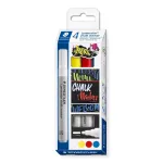 Kriidimarker Staedtler Lumocolor Bullet sinine punane valge kollane 4 tk