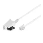 Wentronic Goobay TAE-F-&uuml;henduskaabel (universaalne viiguv&auml;ljund), valge, 10 m - TAE-F-pistik RJ11/RJ14-pistikule (6P4C) (68541)