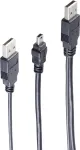 USB-kaabel ShiverPeaks BS77151 1m 2x USB A Mini-USB B must