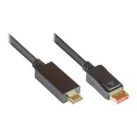 &Uuml;henduskaabel DisplayPort 1.4 HDMI 2.0-le, 4K @60Hz, kullatud kontaktid, OFC, must, 5m, Good Connections&reg; (DP14-HDMI5)