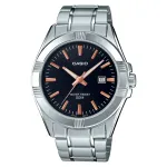 CASIO MTP-1308D-1A2 meeste analoogkvarts-kell, 48,9 mm, must sihverplaat, h&otilde;bedane roostevabast terasest rihm