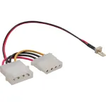 InLine ventilaatori adapterkaabel 3-pin ventilaator / 4-pin toiteplokk 0.15 m, 3-pin, 2 x Molex (4-pin), 0.15 m, mitmev&auml;rviline, 11 g, 100 mm