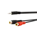 E+P 3,5 mm Jack to 2 RCA emane heliadapterkaabel 0,2 m must 463450
