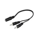 Wentronic Goobay 3,5mm-pistikupesa adapterkaabel, must, 0,2 m - 3,5 mm pistikupesa (3-kontaktiline, stereo) > 2x 3,5 mm pistik (2-kontaktiline, mono) (50472)