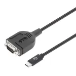 Manhattan USB-C - jadav&auml;rava muundurkaabel, 1 m, isane isasele, jada/RS232/COM/DB9, Prolific PL2303GT kiip, must kaabel, kolmeaastane garantii