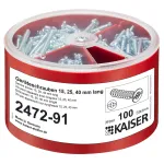 Kaiser Elektro 2472-91 Seadme kruvide sortimendikarp 100 tk igas m&otilde;&otilde;dus 3,2x15/25/40 mm