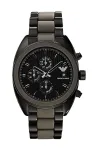 ARMANI AR5953 meeste kvartskronograaf-kell 43 mm must sihverplaat roostevaba teras ja silikoonist &uuml;mberk&auml;iv rihm
