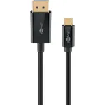 Goobay 75705 USB-C - DisplayPort kaabel, 4K 60 Hz, 2 m, 21,6 Gbit/s, must