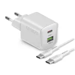 STEP BY STEP SBS 20W 1C + 1A Valge USB-C laadija koos 1,5 m USB-C &ndash; USB-C kaabliga