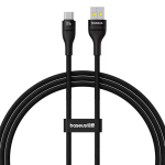 USB A - USB-C kaabel Baseus Flash 2 1 m 100 W must, USB PD, 480 Mbit/s, nailon
