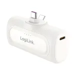 LogiLink PA0349W mobiilne akupank, 5000 mAh, LiPo, sisseehitatud kokkupandav USB-C-pistik ja USB-C-port, valge