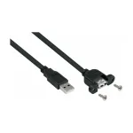 Kabelmeister USB 2.0 pikenduskaabel, Type-A isane pistik paneelikinnitusega Type-A emane pistikupesa, 1m, must