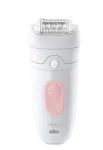 Braun Silk-&eacute;pil 5 SE5-000 epilaator m&auml;rja ja kuiva kasutuse jaoks, 2 kiirust, laetav, kuni 40 min, puhastusharjaga, valge/roosa