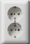Gira System 55 Schuko pistikupesa CEE 7/3, 16 A, 250 V, puhtvalge l&auml;ikiv, klapiga kate 078327