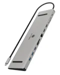 ICY BOX 11-in-1 via USB USB-C, juhtmega, USB 3.2 Gen 1 (3.1 Gen 1) USB-C, 100 W, 3,5 mm, 10,100,1000 Mbit/s, antratsiit, must