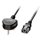 Lindy 5m UK 3 Pin Plug to IEC C13 toitejuhe, Must, 5 m, C13 &uuml;henduspesa