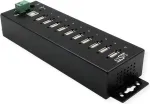USB-jaotur Exsys EX-1170HMVS 10-pordiline metallist DIN-liistule 15 kV ESD-kaitsega