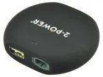 2-Power 12 V autolaadija 15&ndash;20 V 90 W + 2,1 A USB, 15 V, must, 54 mm, 67 mm, 18 mm, 194 g