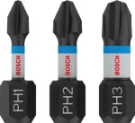 Kruvikeeraja otsakute komplekt Bosch Phillips 3-osaline 2608522470