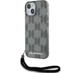 Karl Lagerfeld KLHCP15SHKDPNSK iPhone 15 / 14 / 13 6.1 Must k&otilde;va korpus IML Mono KL Pattern & n&ouml;&ouml;r