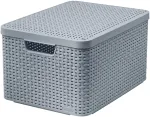 CURVER Style L hoiukarp kaanega, 32L, helehall, rotangiefektiga, virnastatav
