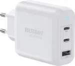 VOLTCRAFT UC-70W001 GaN USB seinlaadija 70W 2x USB-C PD 3.2 + 1x USB-A kiirlaadimine valge VC-18791125