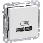 Seinapistikupesa Schneider Electric WDE002983 USB-A ja USB-C portidega, Power Delivery, valge