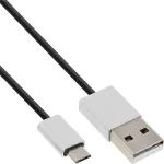 InLine Micro-USB 2.0 kaabel, USB t&uuml;&uuml;p A / Micro B M/M, must/alu, painduv, 1 m