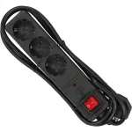 InLine pistikupesa riba CEE 7/3, 3-suunaline, liigpingekaitse, l&uuml;liti, must