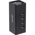 InLine USB 3.0 jaotur, 4 porti, alumiiniumkorpus, 2,5 A toiteplokiga