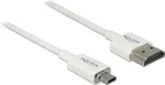 DeLOCK Slim High Quality - HDMI Etherneti kaabel - micro HDMI (M) - HDMI (M) - 2,0m - kolmekordselt varjestatud keerdpaarkaabel - valge - 4K tugi