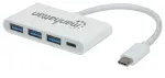 Manhattan 163552 USB 3.0 jaotur, 4 porti (3x USB-A, 1x USB-C), USB-C Power Delivery pordiga