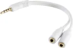 Audio kaabel ShiverPeaks BS33120 &mdash; 0,2 m, 3,5 mm isane 2&times;3,5 mm emasesse, valge, vask, kullatud kontaktid