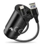 everActive CC-25C autolaadija, 2x USB 12 W, USB-C kaabliga