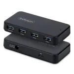 StarTech.com 4-pordiline USB-A jaotur, 5 Gbps, isetoitega, 2-&uuml;hes USB-C ja USB-A hostikaabel, 1 BC 1.2 laadimisport, 24 W toiteadapter kaasas, MacBook ja Windows